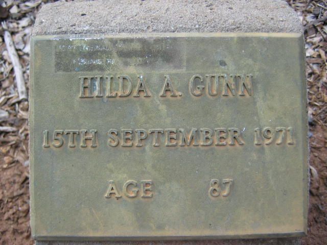 Cremation Plaque for Hilda Gunn 1971, Centennial Park, SA  (900 KB)
 
(Click on Picture to View Full Size)