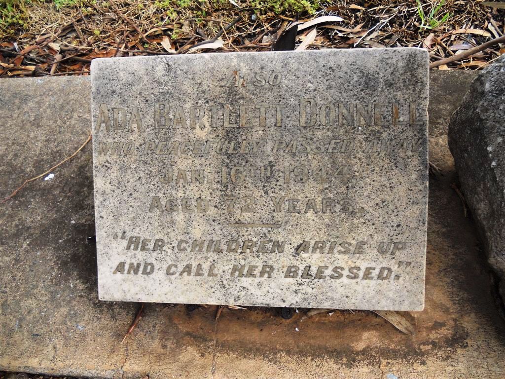 Headstone for Ada Bartlett DONNELL at Hindmarsh Cemetery  (2304 KB)
 
(Click on Picture to View Full Size)